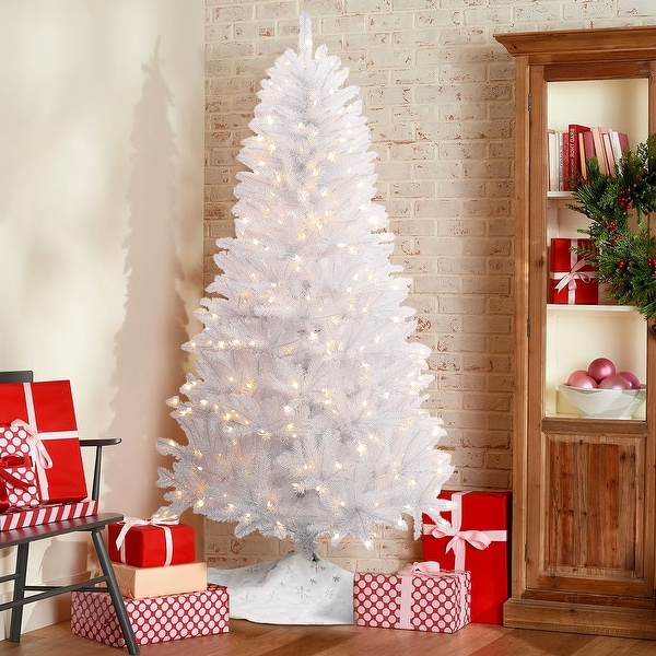 6.5Ft PreLit Artificial White Full Christmas Tree