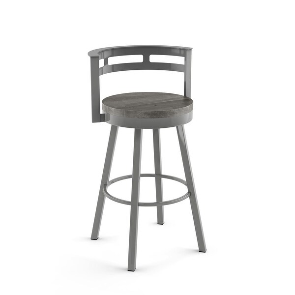 Amisco Vector Swivel Bar Stool with Distressed Wood Seat