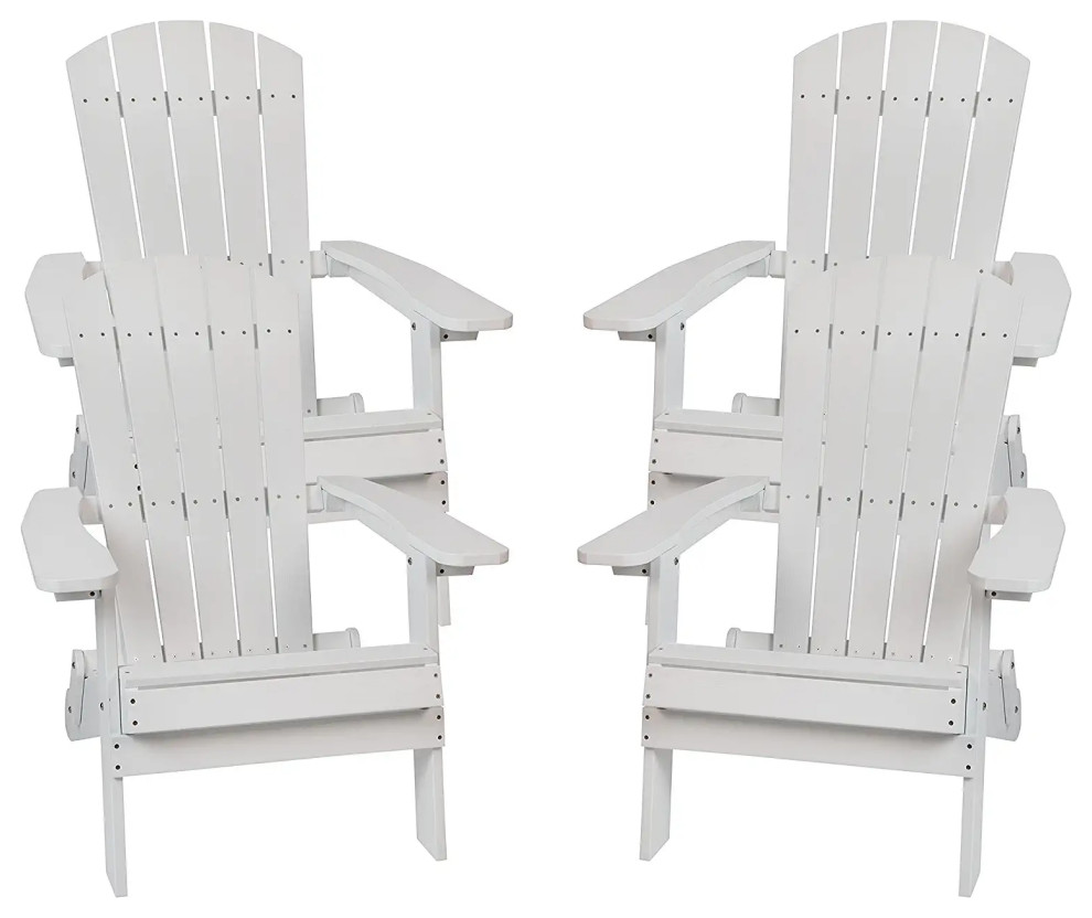 4 Pack Adirondack Chair  Slanted Seat  ampSlatted Back With Wide Armrests   Beach Style   Adirondack Chairs   by Decor Love  Houzz