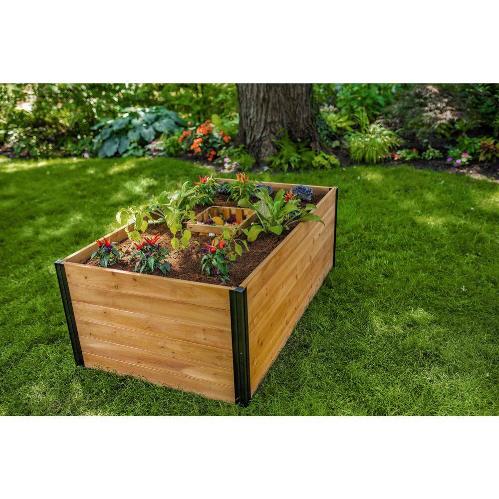 VITA Mezza 3'L x 5'W x 22H Cedar Keyhole Composting Garden Golden Brown VT17702 VT17702