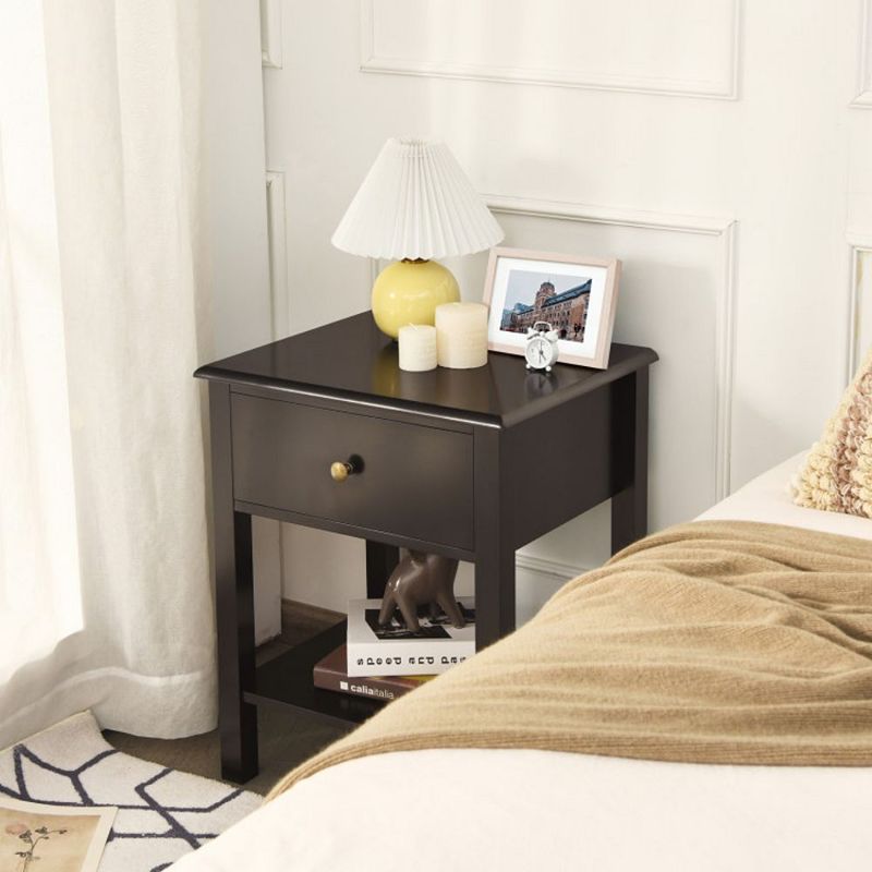 Hivago Nightstand End Table with Drawer and Shelf