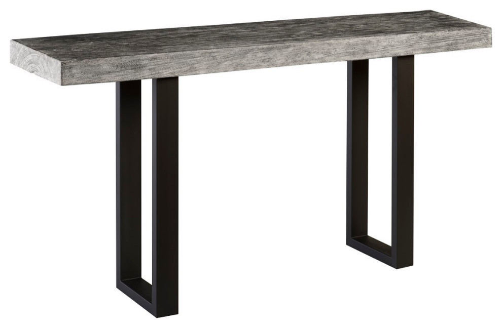 Wood Console Table  Metal U Legs  Gray Stone   Industrial   Console Tables   by HedgeApple  Houzz