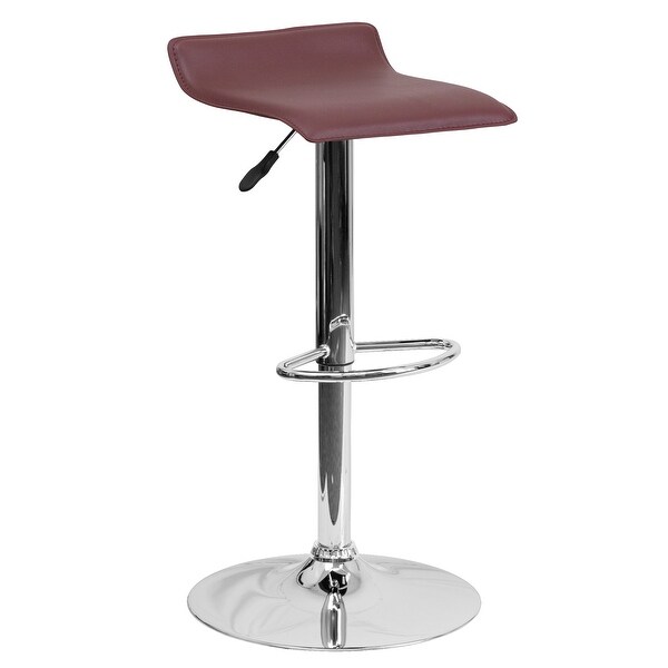 2 Pack Contemporary Vinyl Adjustable Height Barstool with Solid Wave Seat - 15