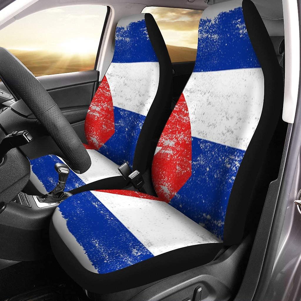 Set Of 2 Car Seat Covers Cuban Flag Universal Auto Front Seats Protector Fits For Car，suv Sedan，truck