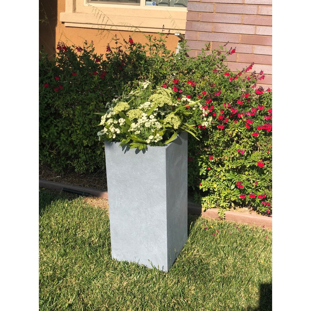 Durx litecrete Lightweight Concrete Cement Color Tall Planter Medium   11'x11'x23.6'