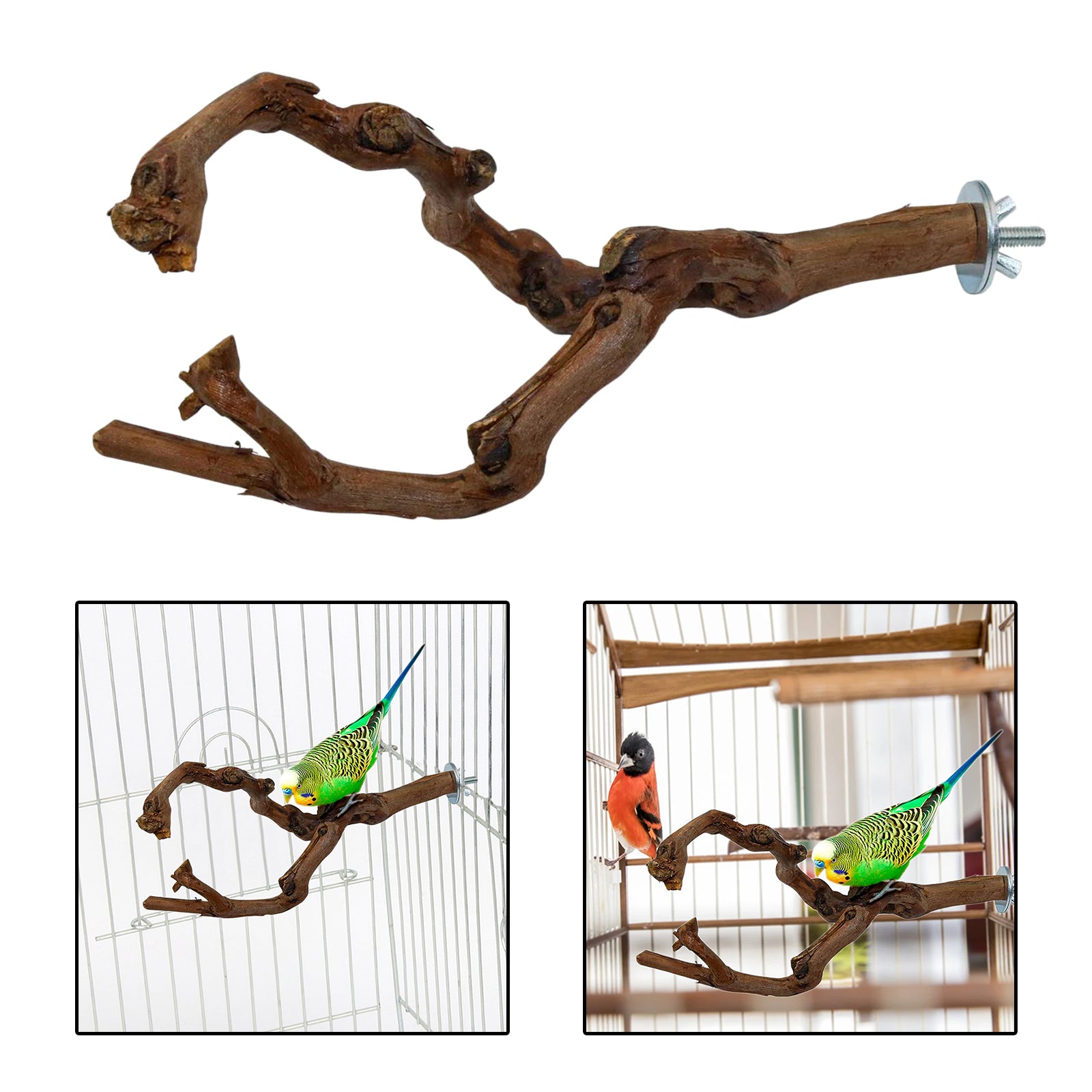 Natural Parrot Bird Stand Tree Branch Pet Budgie Toys Pet Supplies Perches Cage Two Branches