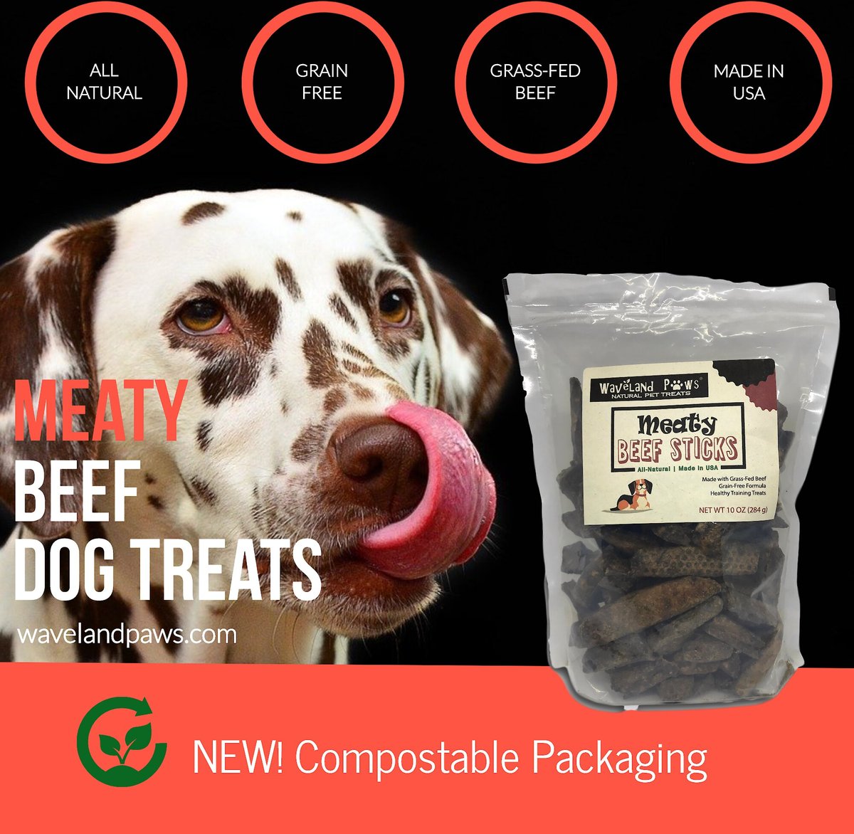 Waveland Paws Beef Meaty Sticks Dog Treats