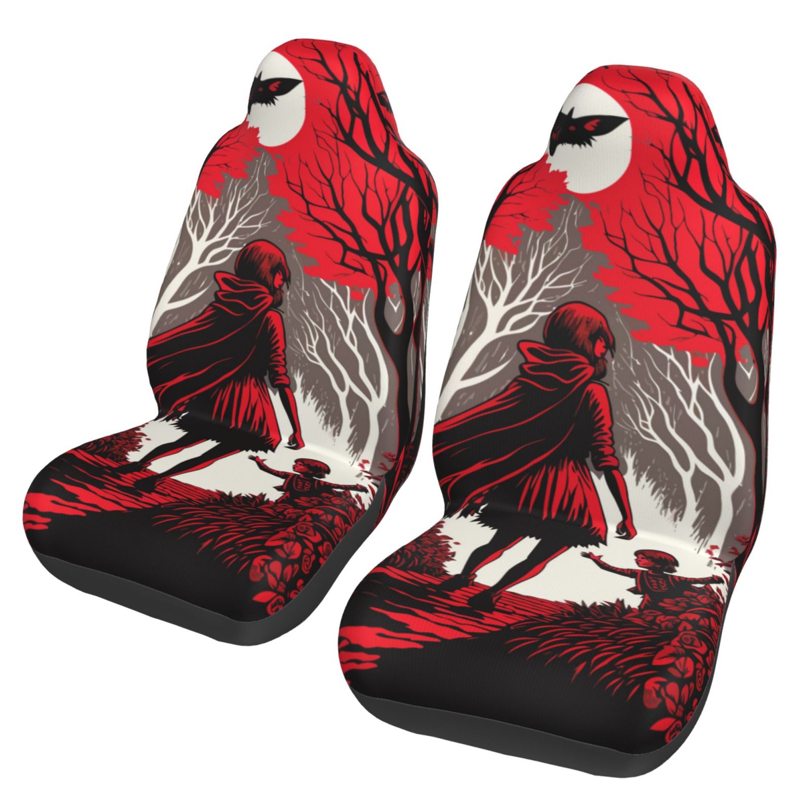 TEQUAN Front Seat Covers， Little Red Riding Hood Pattern 2 Piece Car Seat Cover Fit Most Car SUV Truck Van