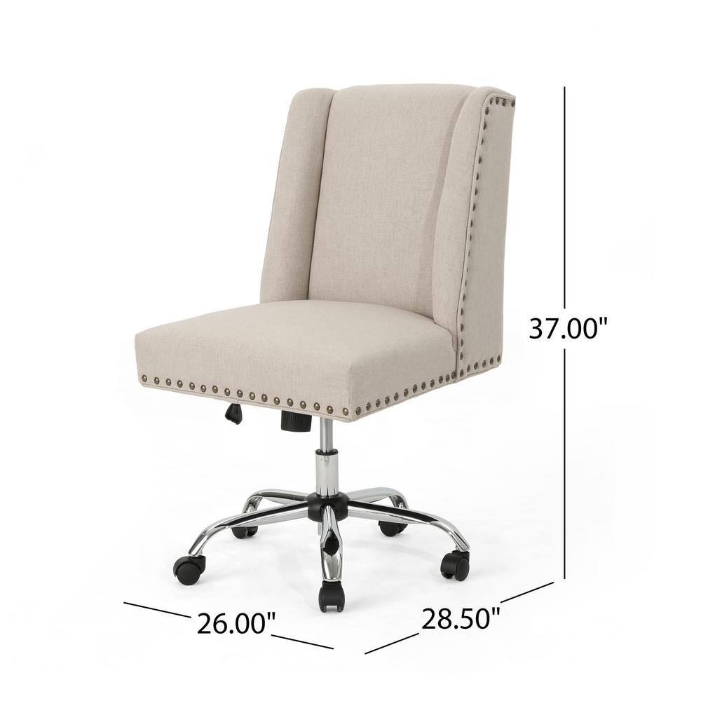 Noble House Chiara Wheat Fabric Home Office Desk Chair with Stud Accents 40956