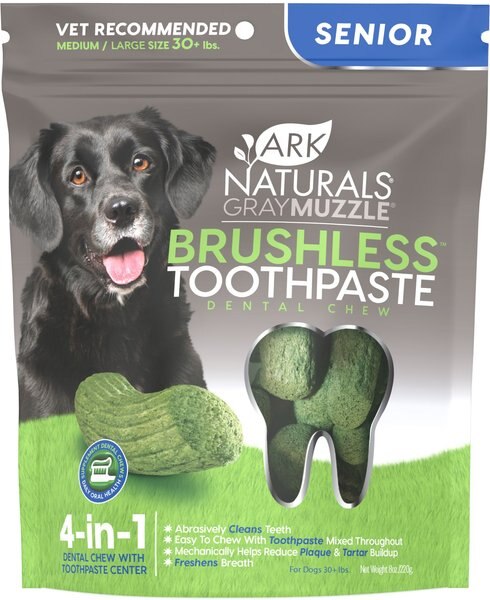 Ark Naturals Brushless Toothpaste Gray Muzzle Large Senior Dental Dog Treats