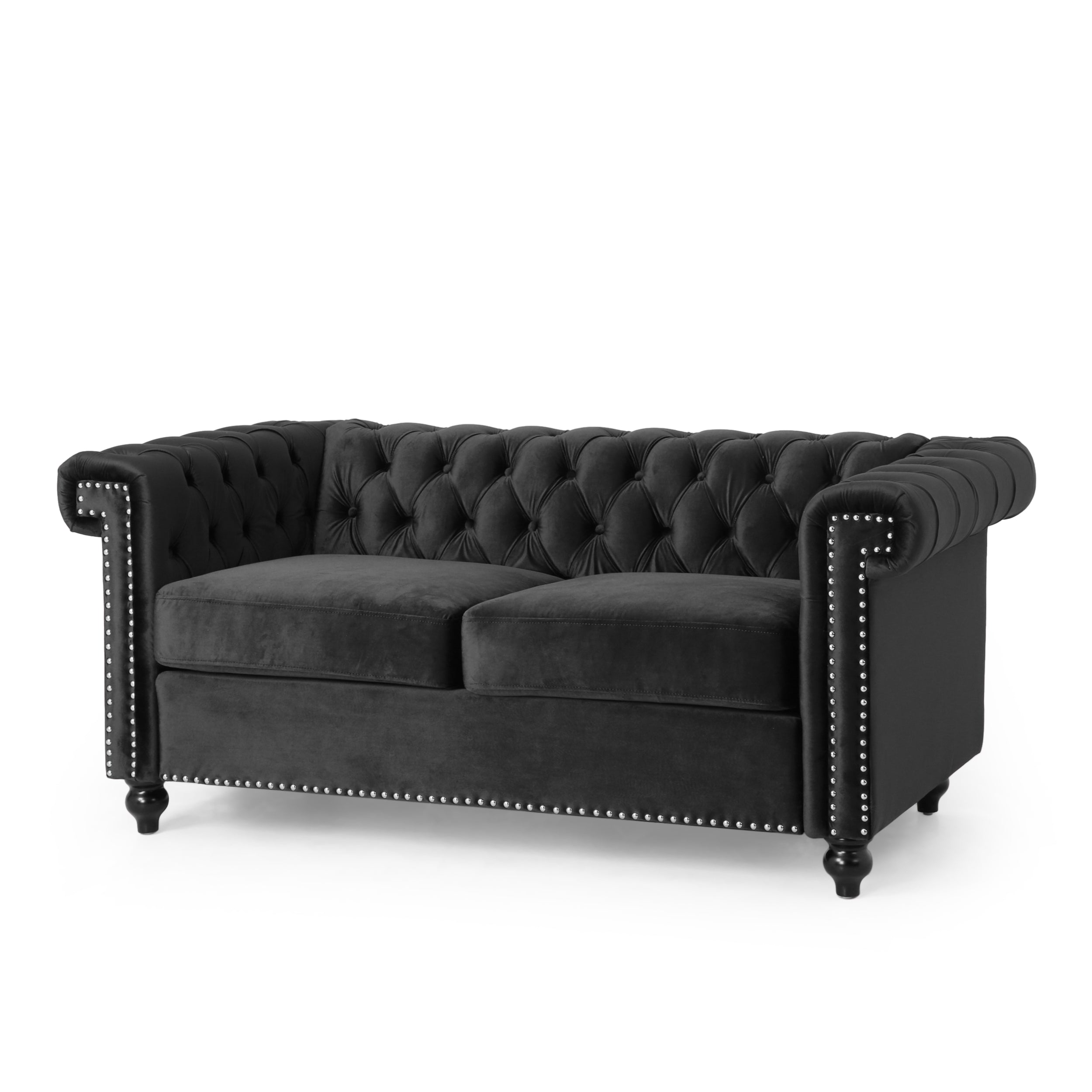 Timber Modern Glam Tufted Loveseat with Nailhead Trim