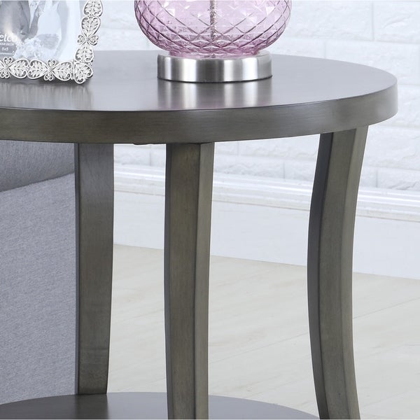 Roundhill Furniture Perth Contemporary Oval Shelf End Table， Gray