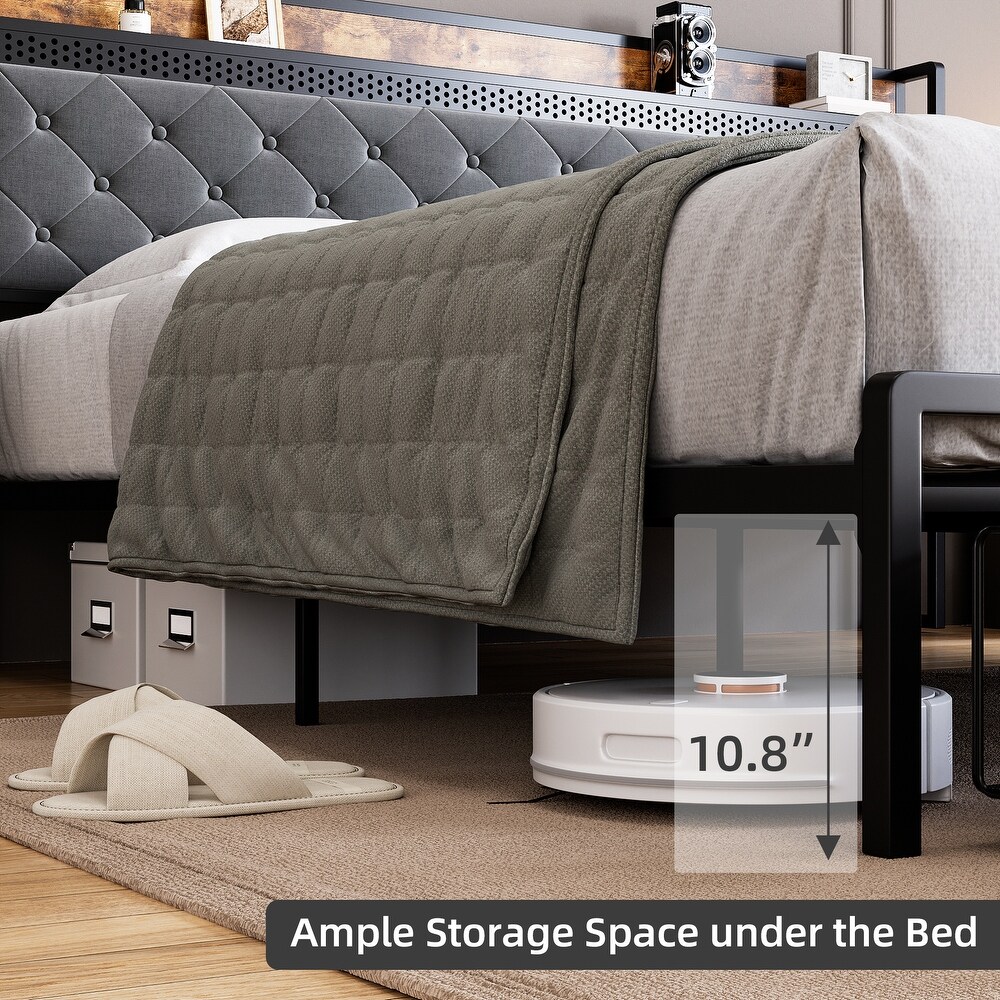 Bed Frame with 2 Storage Drawers LED