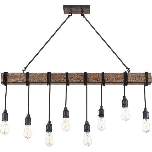 Wide Farmhouse Industrial Rustic 8 light Fixture For Dining Room Kitchen