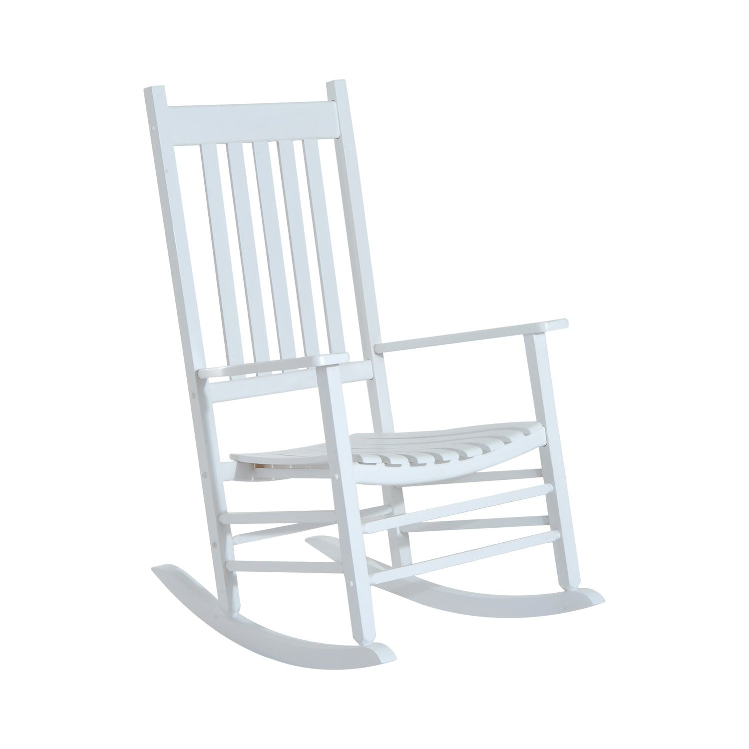 Outsunny Outdoor Rocking Chair, Wooden Rustic High Back All Weather Rocker, Slatted for Indoor, Backyard & Patio, White