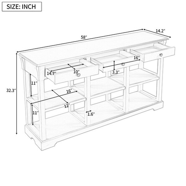 58 inch Console Table for Living Room， Painting