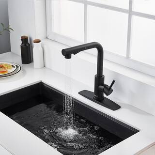 FORIOUS Single-Handle Kitchen Sink Faucet with Pull Down Sprayer Kitchen Faucet in Black HH0025B