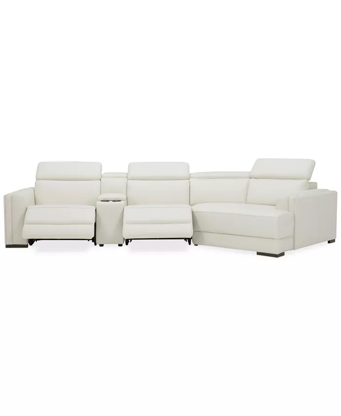 Furniture Jenneth 4Pc Leather Cuddler Sectional with 2 Power Recliners