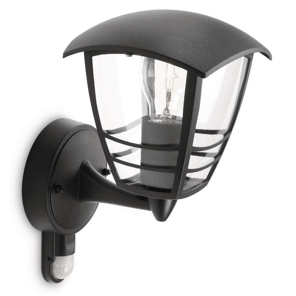 Philips 15388/30/16 Creek Black Outdoor Up Lantern Wall Light PIR (153883016)