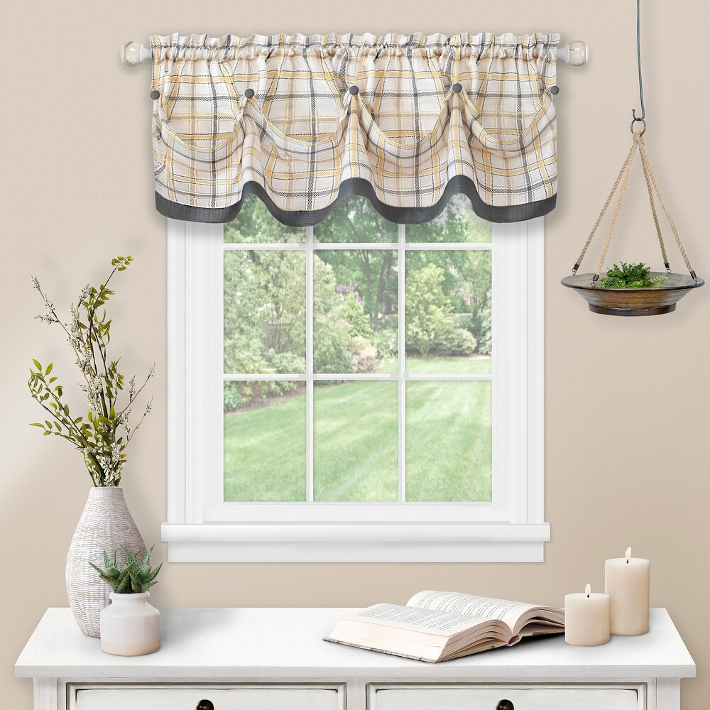 Tattersall Tuck Valance with Buttons   58x14