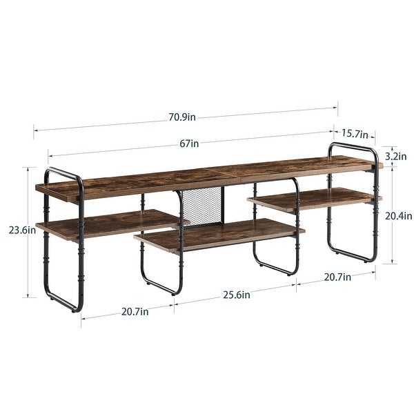 Entertainment Center TV Stand with 3-Tier Storage Shelves