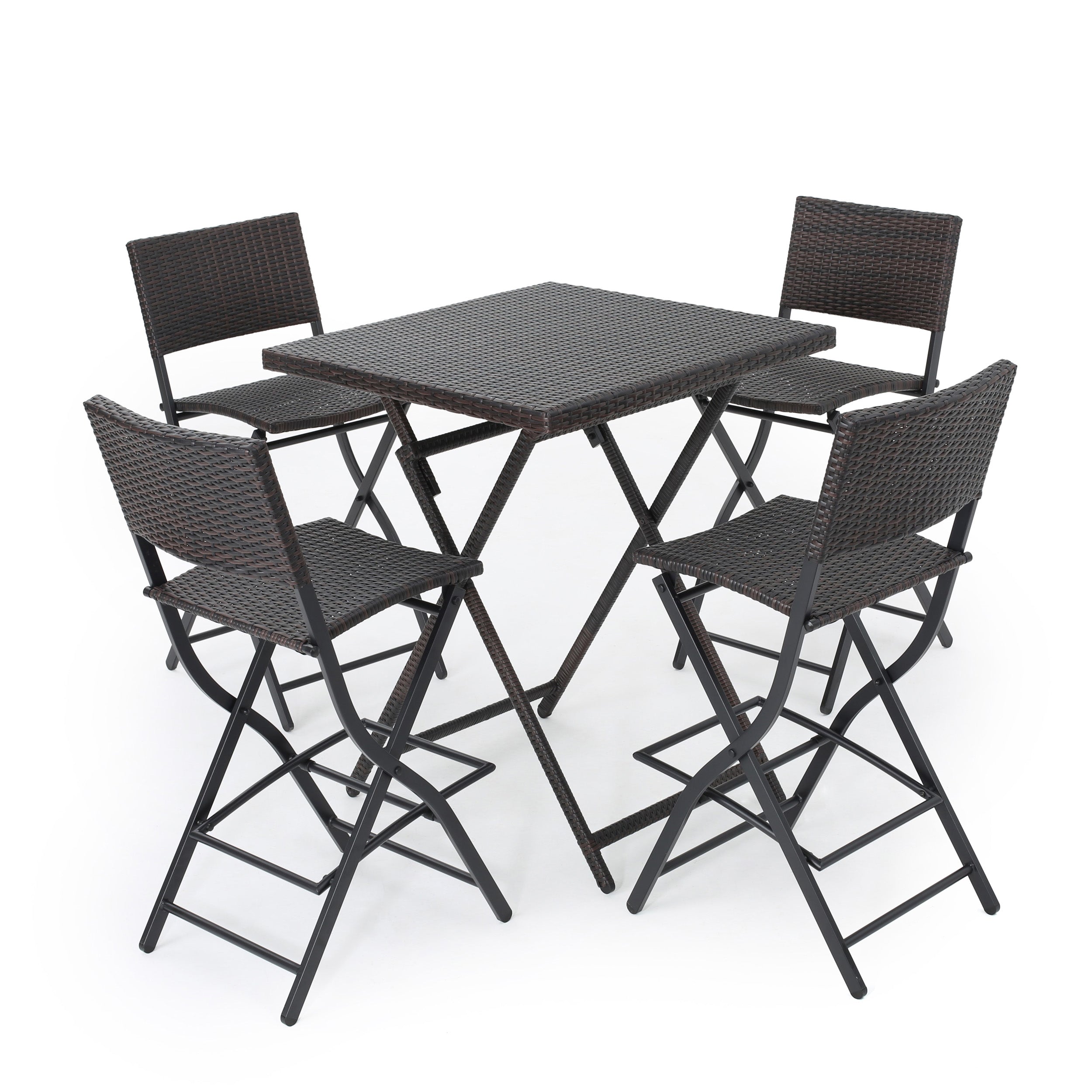 Marinelli Outdoor Multibrown Wicker 5 Piece Bar Set