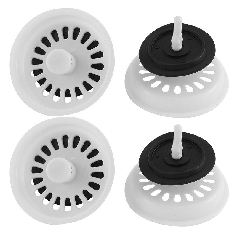 Kitchen Bathroom White Plastic Sink Strainer Drainer Drain Stopper Filter 4pcs