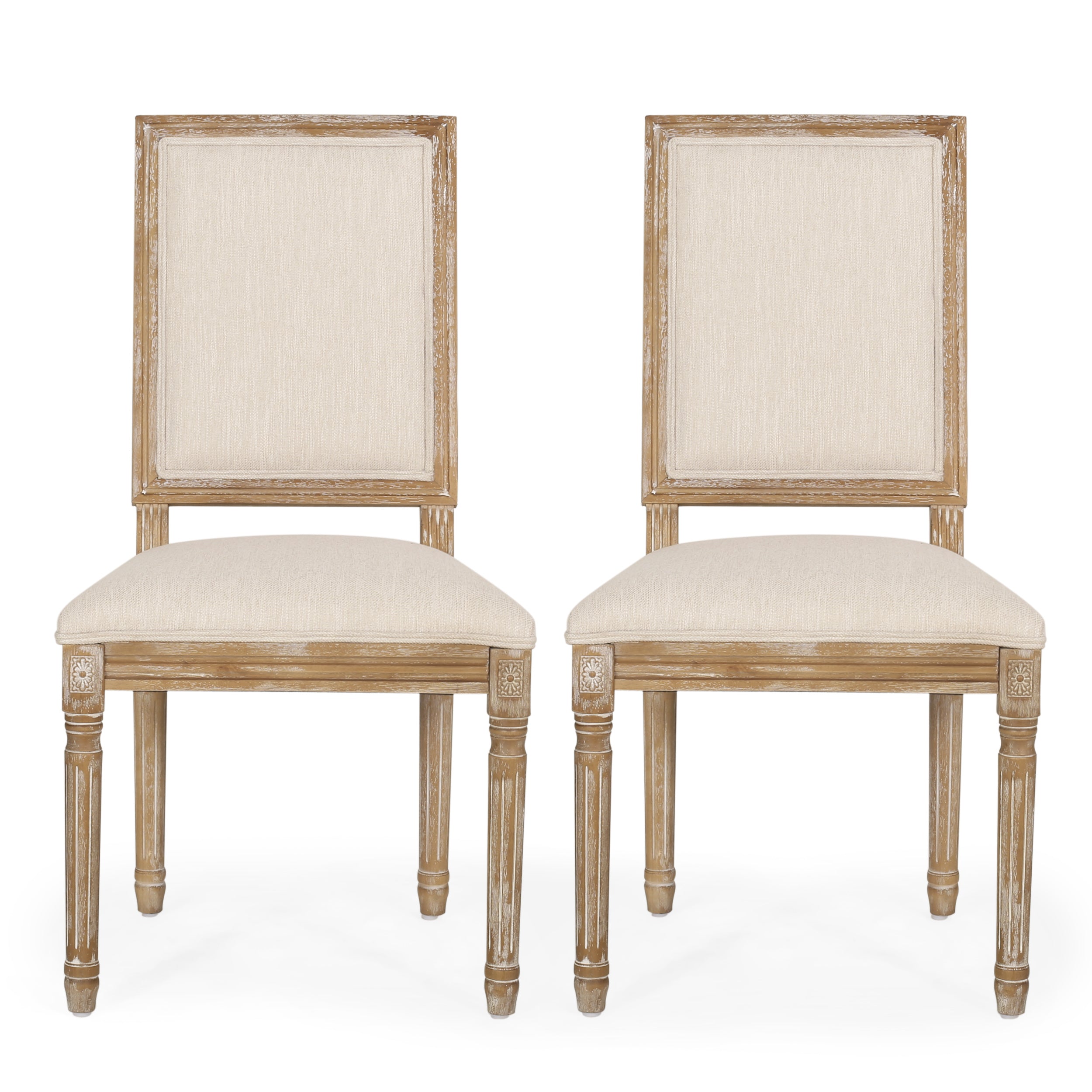 Amy French Country Wood Upholstered Dining Chair, Set of 2