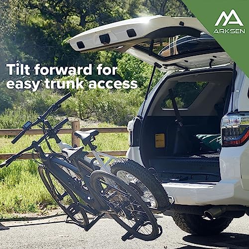 2 Hitch Mounted Rack Smart Tilting 2-Bike Platform Style Carrier for Standard, Fat Tire, and Electric Bicycles -150 lbs Heavy Weight Capacity