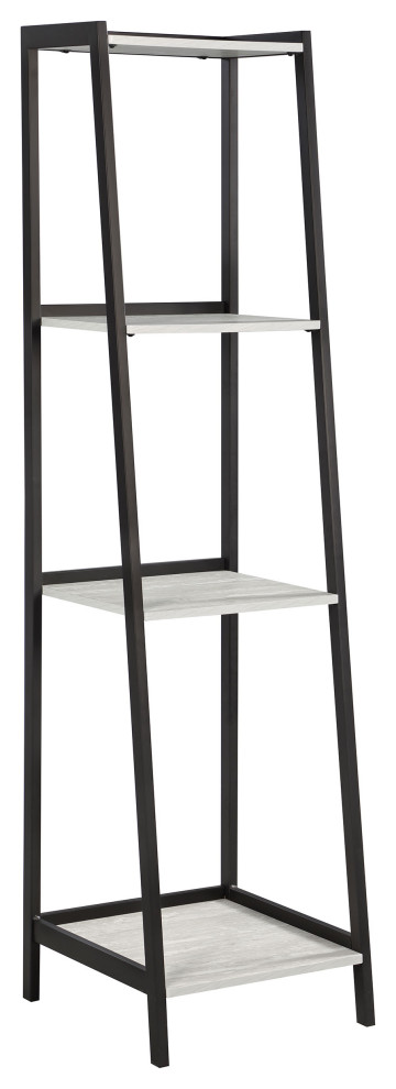 Pinckard 4 shelf Ladder Bookcase Grey Stone and Black   Modern   Bookcases   by Modon  Houzz