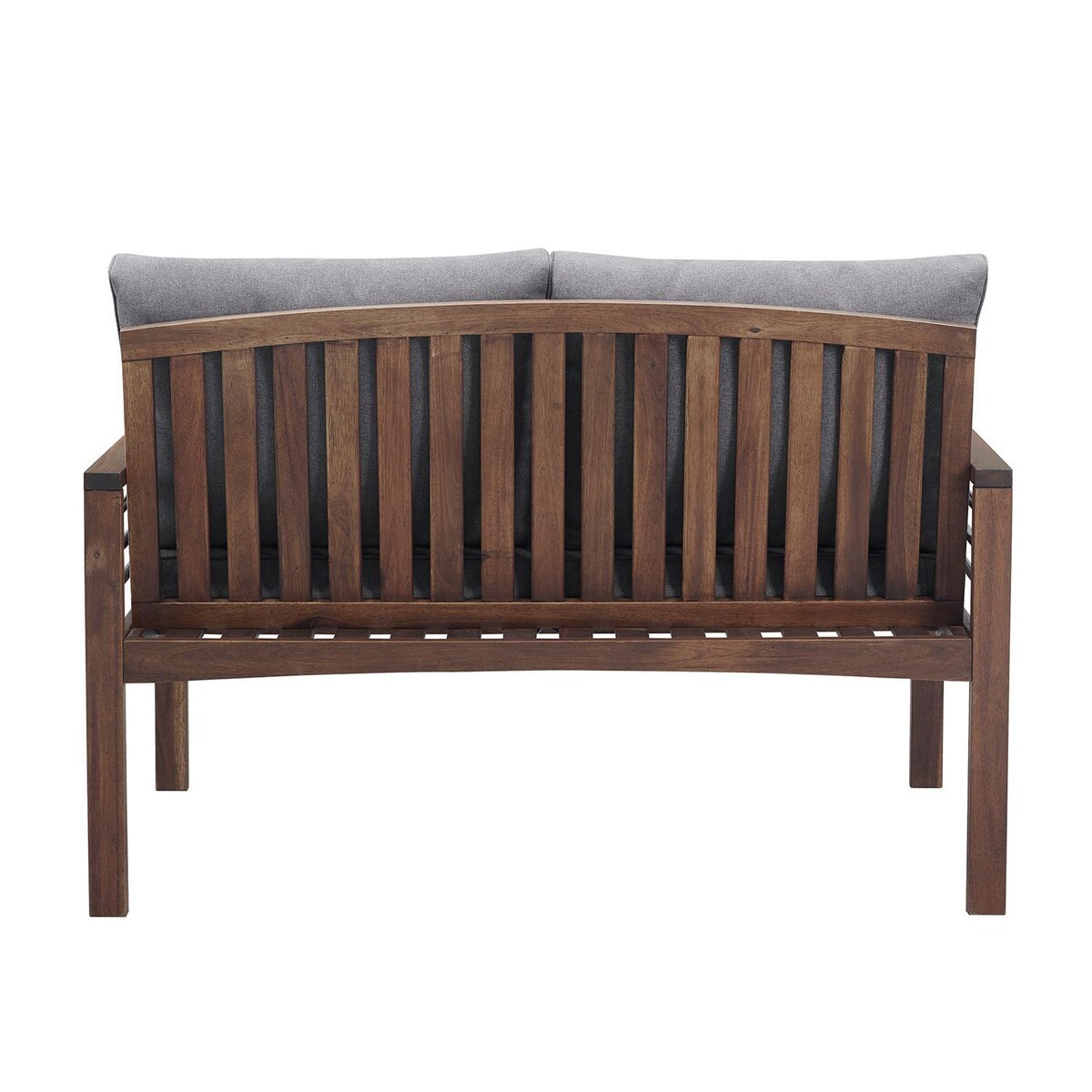 Ultimate Patio Land Bay Acacia and Steel Patio Loveseat W/ Gray Cushions