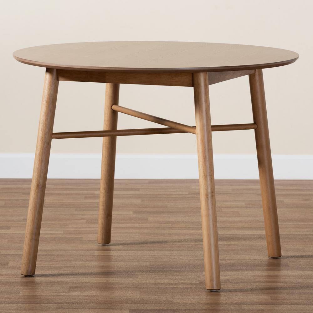 Baxton Studio Denmark 39.4 in. Round Oak Brown Wood Top Dining Table (Seats 4) 224-12947-HD