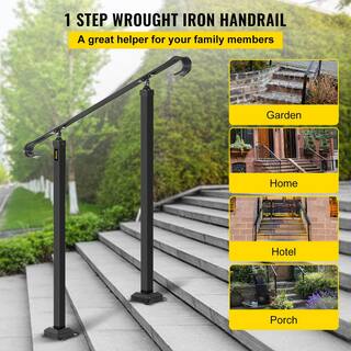 VEVOR Fit 1 to 3 Steps Outdoor Stair Railing Wrought Iron Handrail Transitional Hand railings Handrails for Outdoor Steps LTFS1MLZFS0000001V0