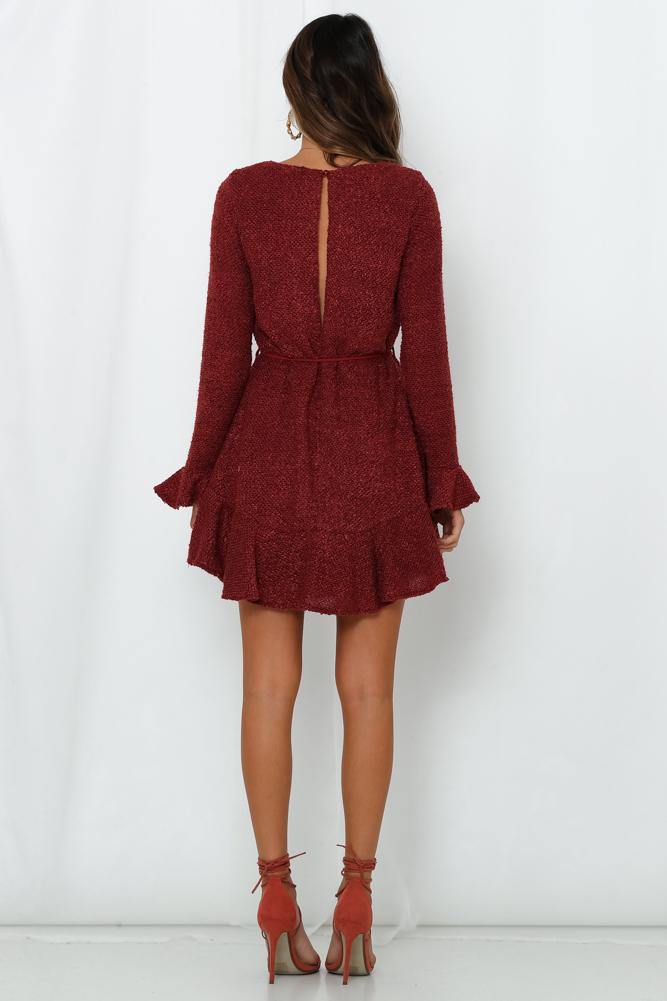 Keep Me Warm At Night Dress Maroon