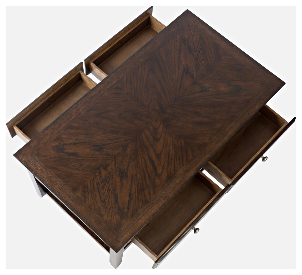 Modern Espresso Four Drawer Coffee Table   Transitional   Coffee Tables   by Morning Design Group  Inc  Houzz