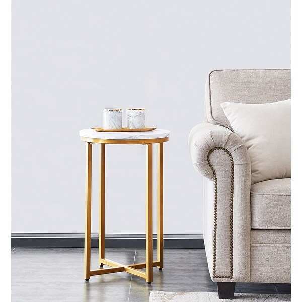 X-shaped Base Side Table/End Table in White/Gold