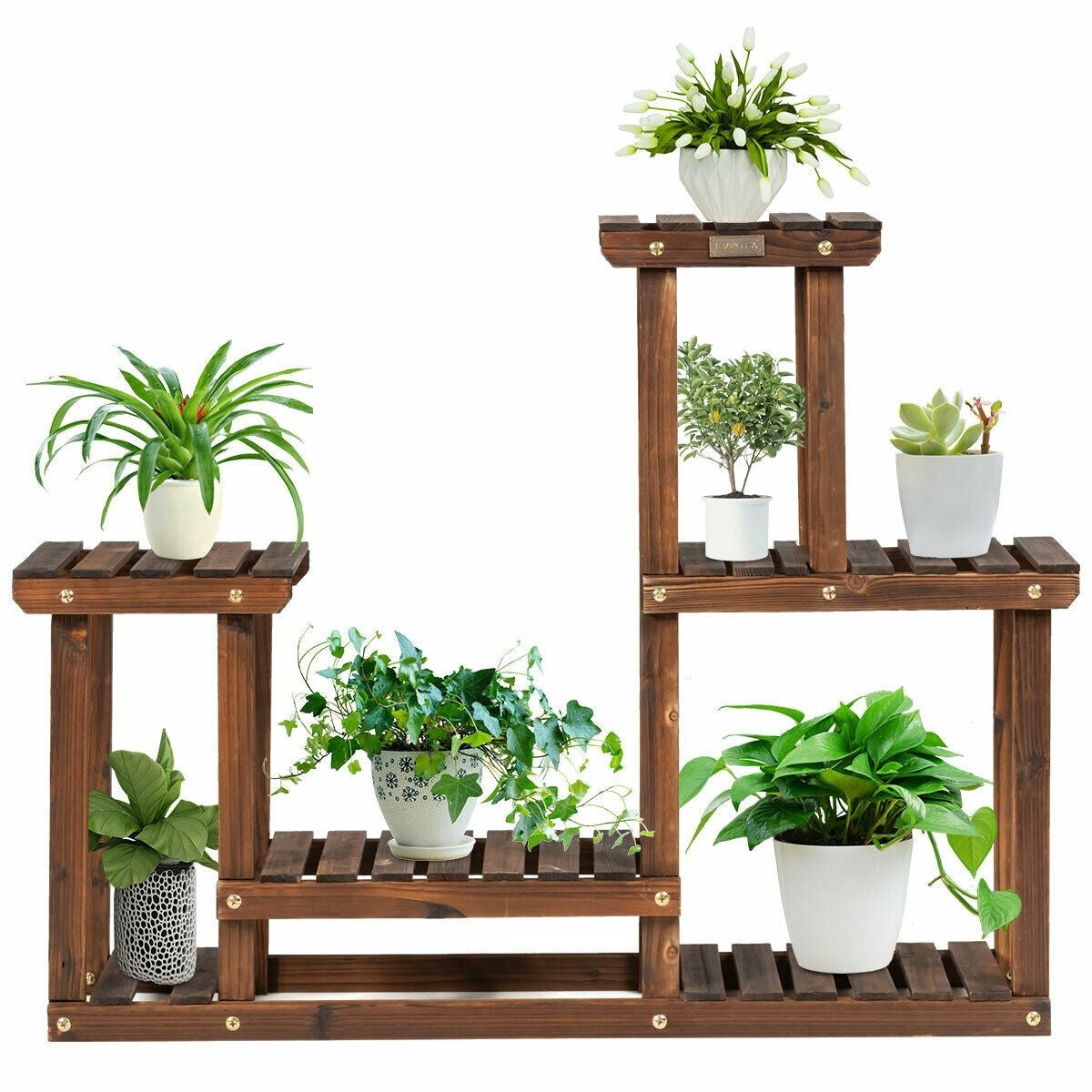 4 Tier Wood Plant Stand Multiple Flower Pot Holder Display Rack