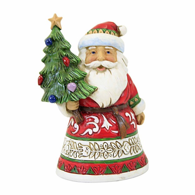 Jim Shore Santa Holding Tree Mini One Figurine 3 75 Inches Christmas Quilt Design 6012960 Polyresin Red