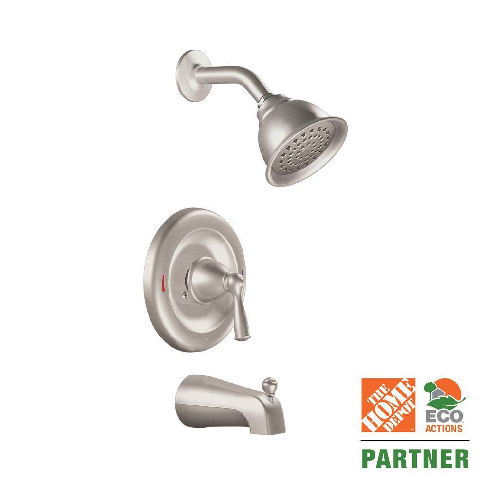 MOEN Banbury Single-Handle 1-Spray 1.75 GPM Tub and Shower Faucet in Spot Resist Brushed Nickel (Valve Included) 82910SRN