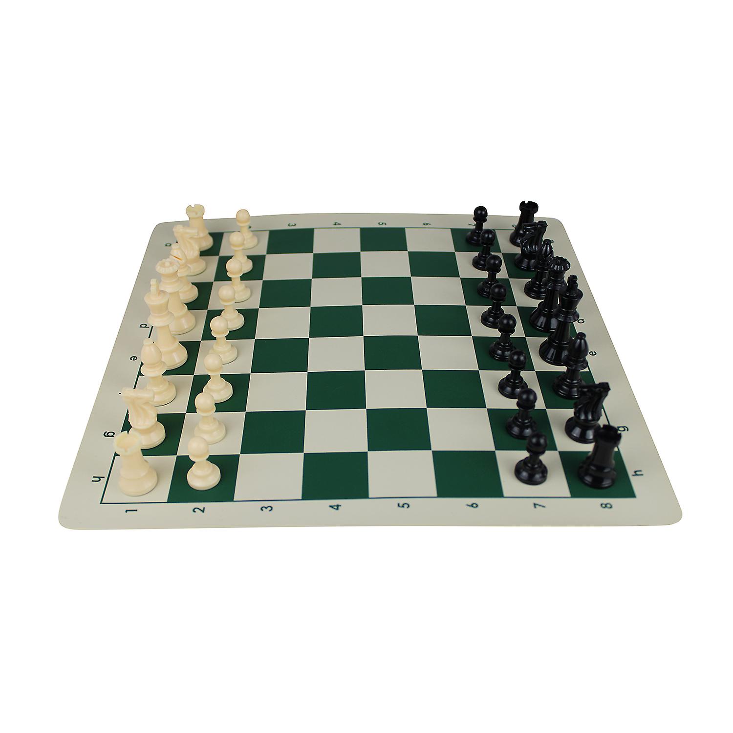 Green Club Roll Up Chess Set 16 Inch