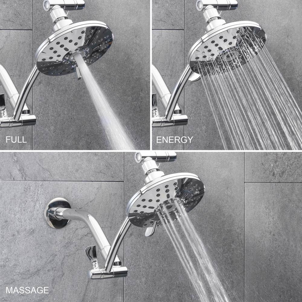 Glacier Bay 3-Spray Patterns with 1.8 GPM 5.4 in Wall Mount Fixed Shower Head with Adjustable Shower Arm in Chrome 3075-512-WS1