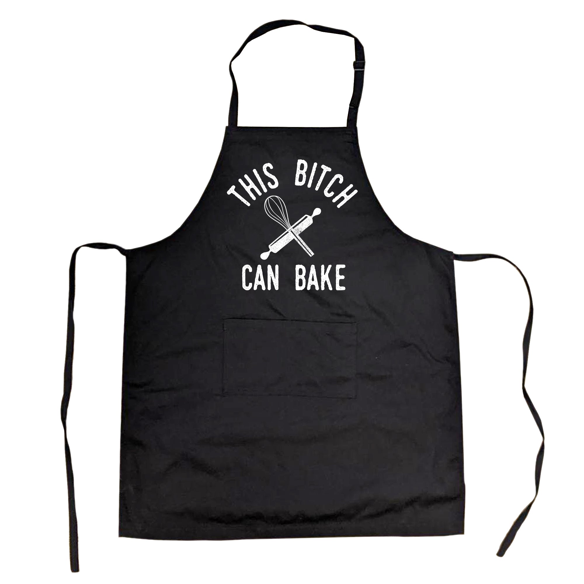 This Bitch Can Bake Cookout Apron Funny Sweets Desserts Kitchen Smock (Black) - Black; One size