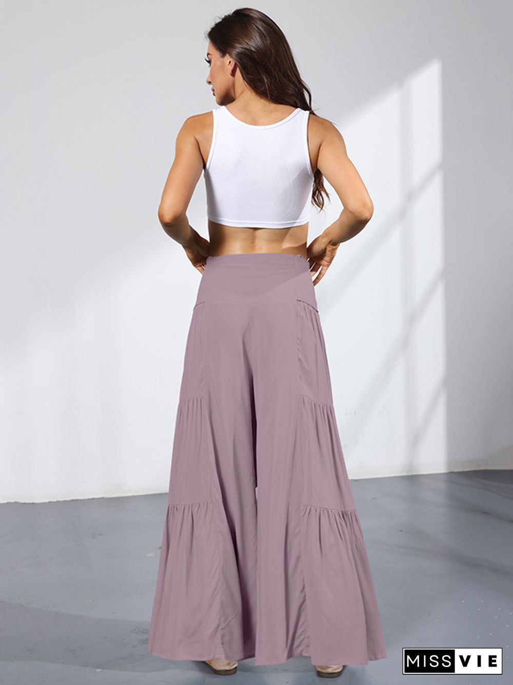 11 Colors Simple High Waisted Solid Color Casual Wide Leg Pants