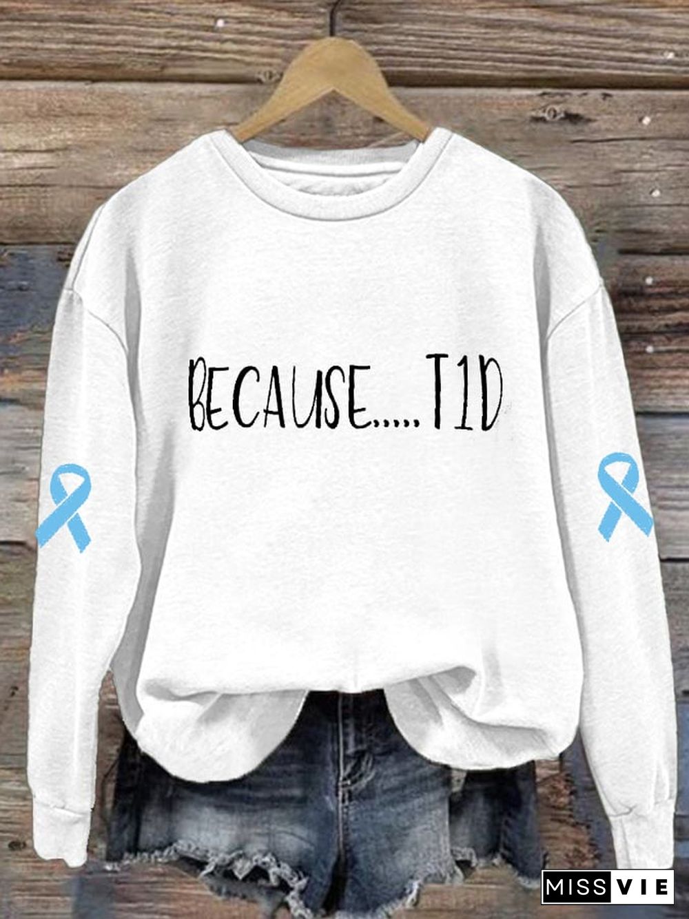 Women's Diabetes Awareness Print Long Sleeve Sweatshirt