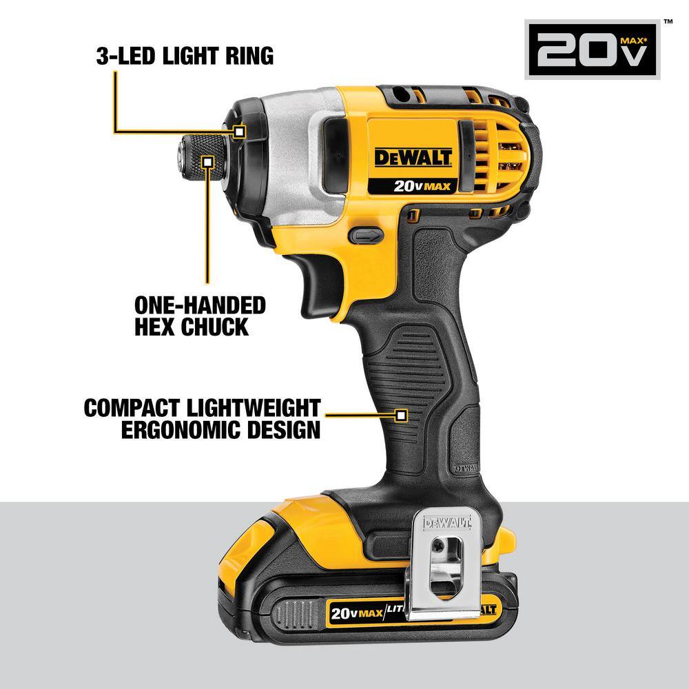 DW 20V MAX Cordless 7 Tool Combo Kit with (2) 20V 2.0Ah Batteries and Charger DCK720D2