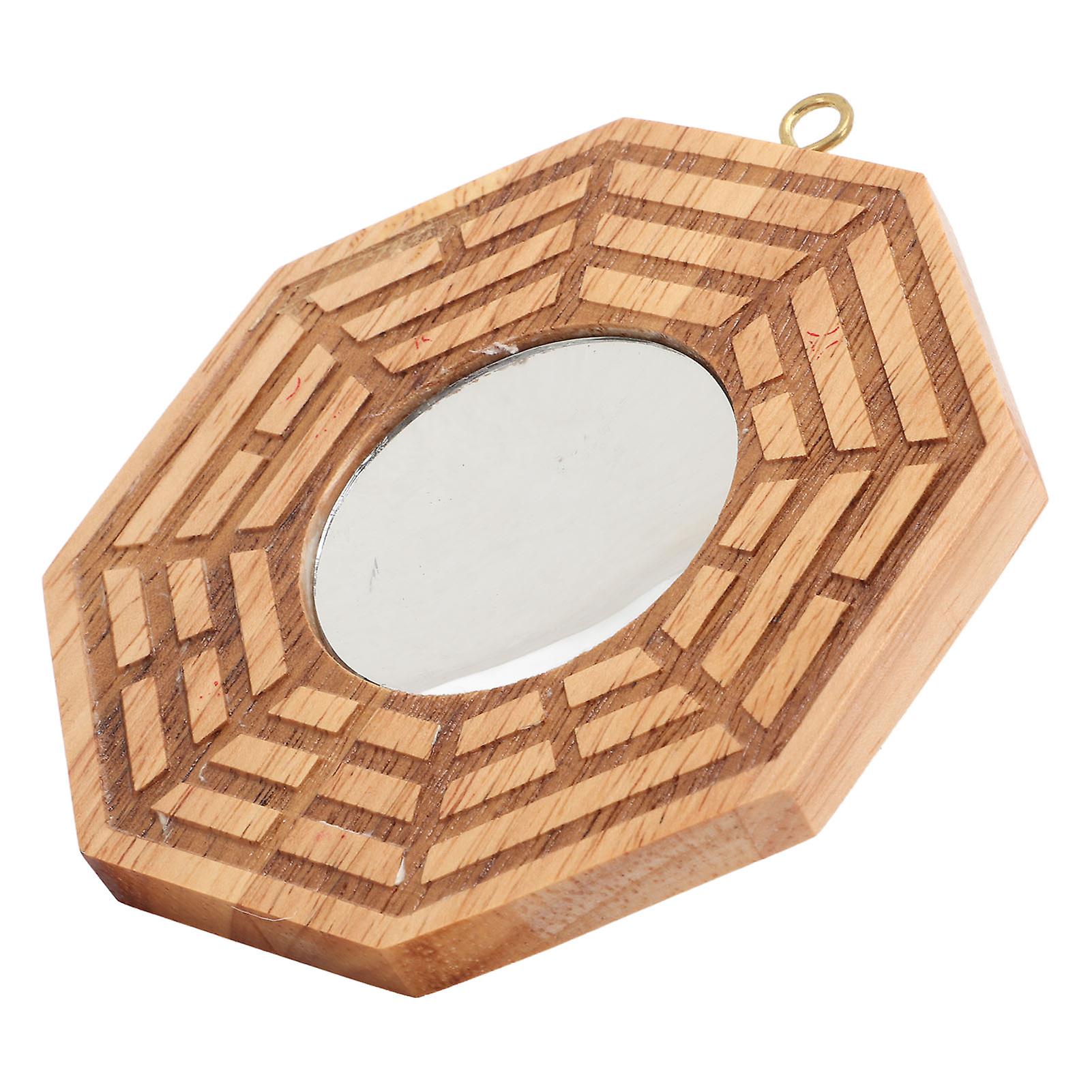 Bagua Mirror Wooden Concave Mirror Outdoor Door Pendant Bring Wealth Good Luck Decoration