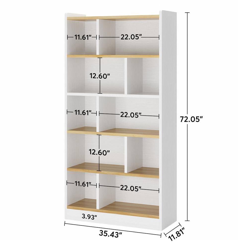 BYBLIGHT Eulas 36 in. Wide White 6 Shelf Bookcase Modern Tall Cube Bookshelf Large Open Display Shelves for Living Room BB-XK00123-XF2