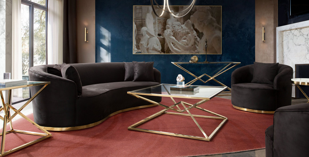 Aria Square Cocktail Table With Metal Base  Gold   Contemporary   Coffee Tables   by clickhere2shop  Houzz