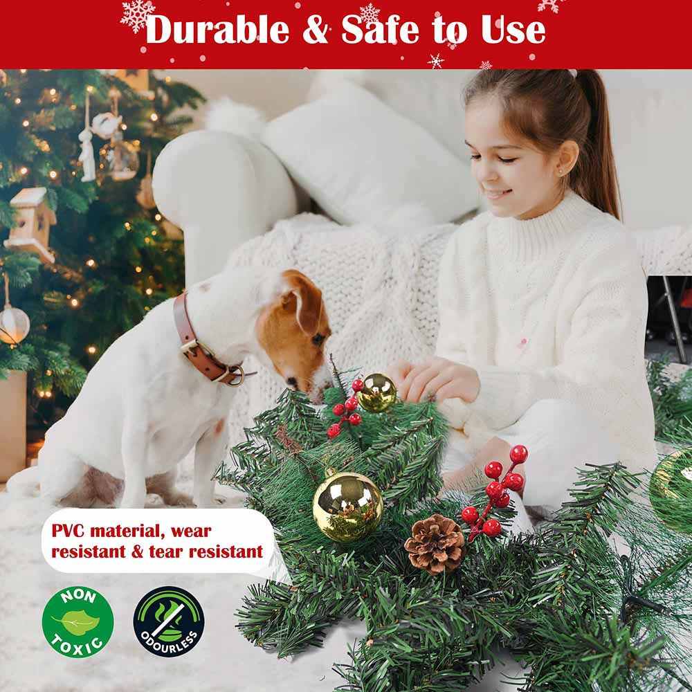 Yescom Pre-lit Christmas Pine Garland with Lights 9ft Battery Operated