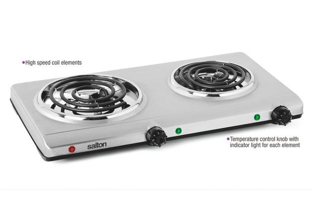 Salton Portable Double Cooktop Stainless Steel